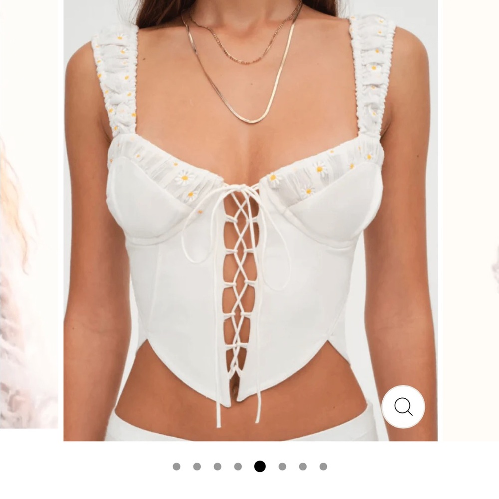 For Love And Lemons White Lace-Up Corset top